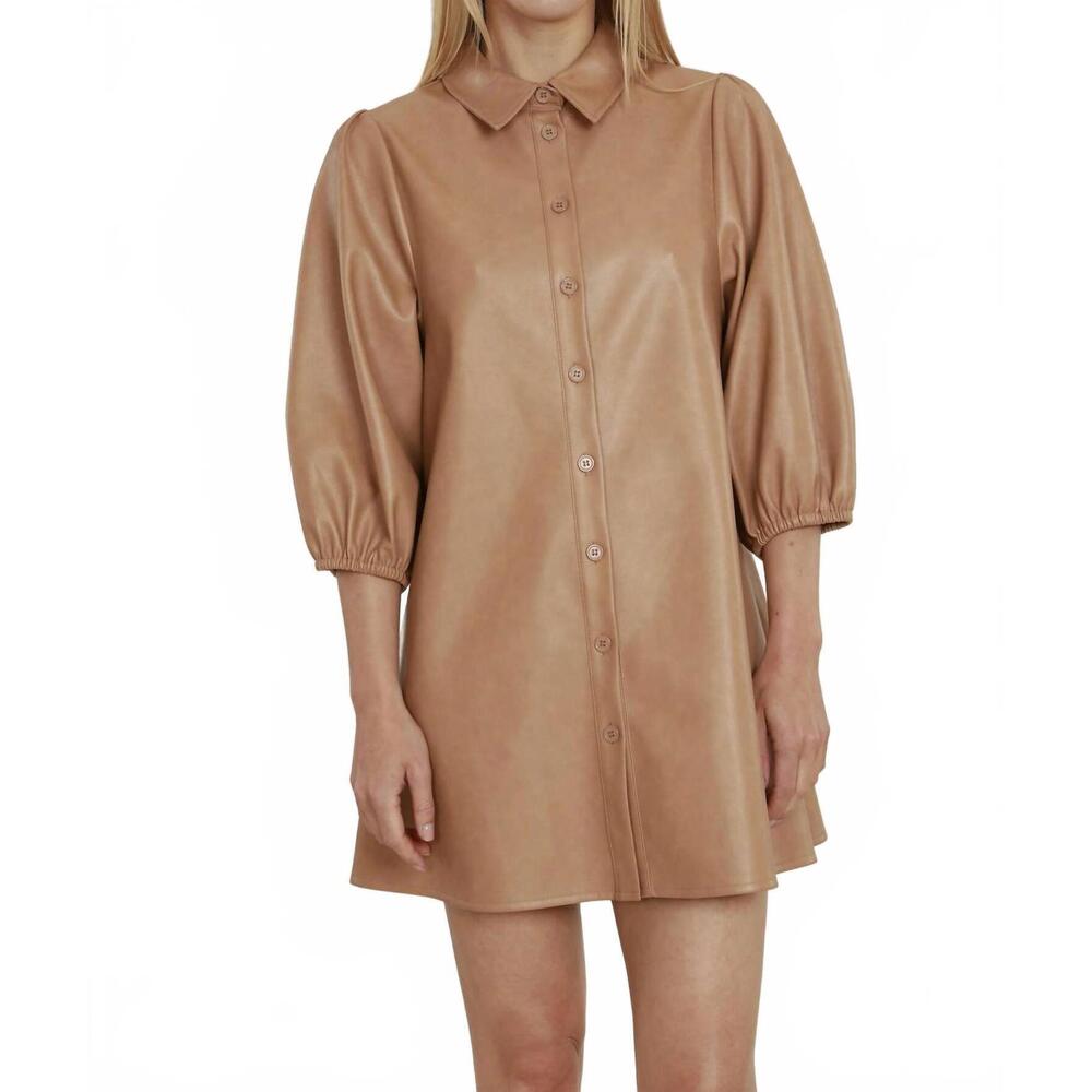 NEW DOLCE CABO soft vegan leather tunic top in copper
